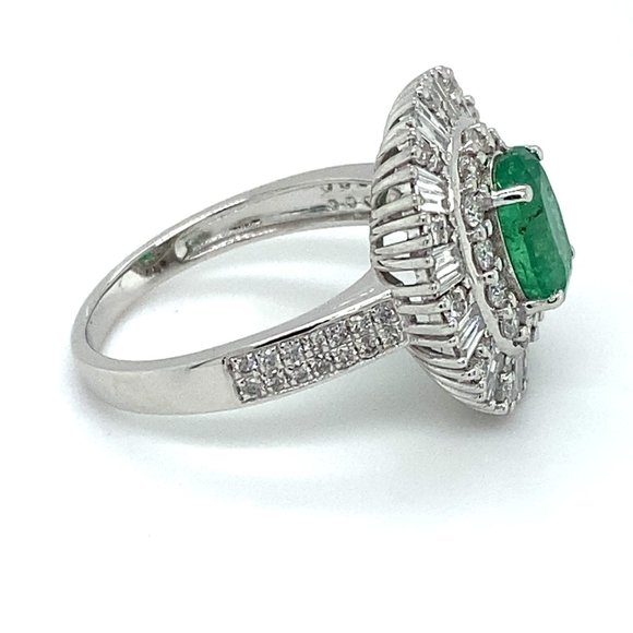 Certified Emerald 1.70ct Diamonds Platinum Ring - Picture 3 of 7